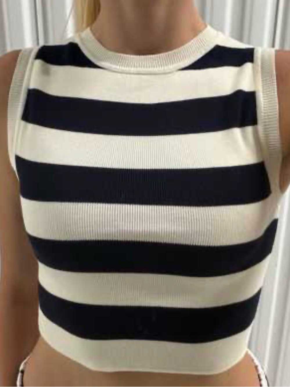 Zara Black and White Striped Sleeveless top